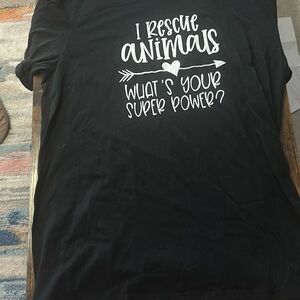 Handmade black tshirt I rescue animals what's you super power